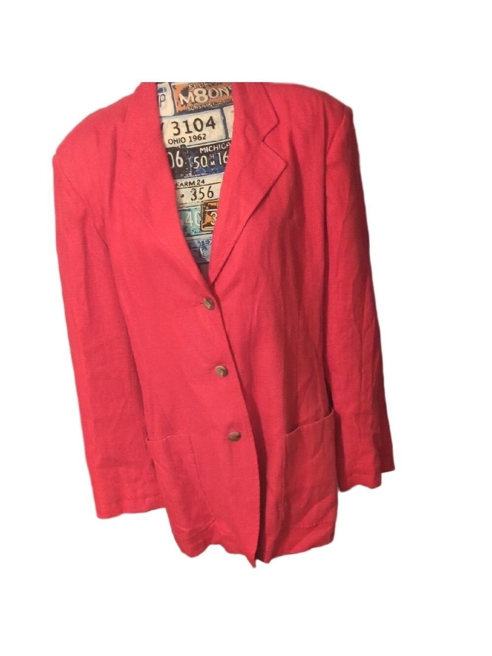 Eddie Bauer Vintage Linen/Nylon Red Blazer Size Medium